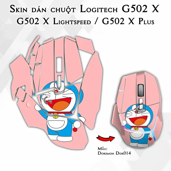 Skin dán chuột Logitech G502 X mẫu Doremon Dor014