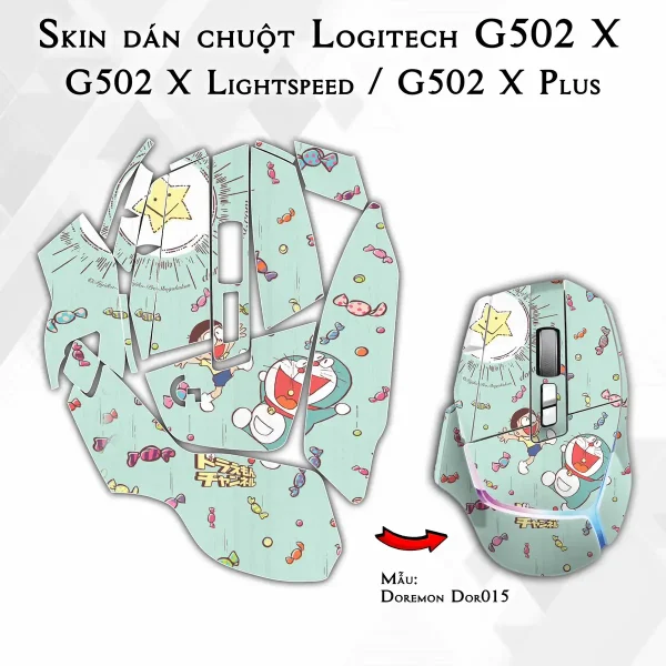 Skin dán chuột Logitech G502 X mẫu Doremon Dor015