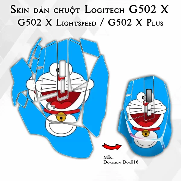 Skin dán chuột Logitech G502 X mẫu Doremon Dor016