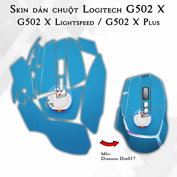 Skin dán chuột Logitech G502 X mẫu Doremon Dor017