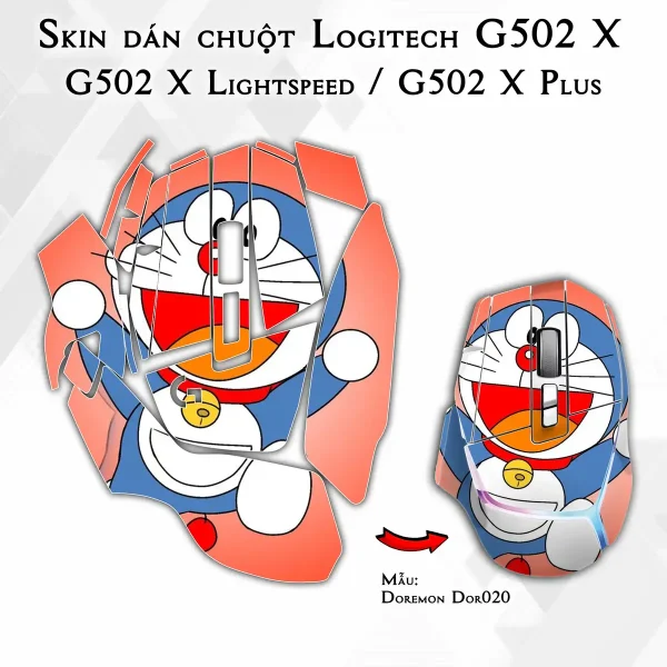 Skin dán chuột Logitech G502 X mẫu Doremon Dor020