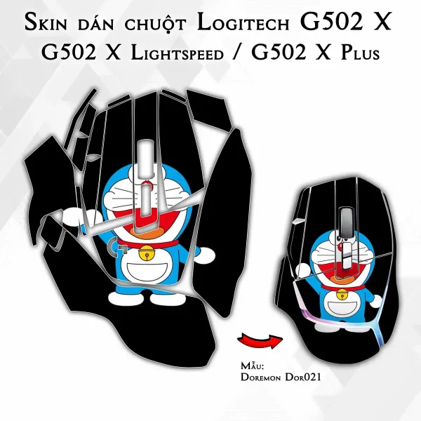 Skin dán chuột Logitech G502 X mẫu Doremon Dor021