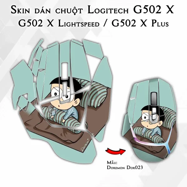 Skin dán chuột Logitech G502 X mẫu Doremon Dor023