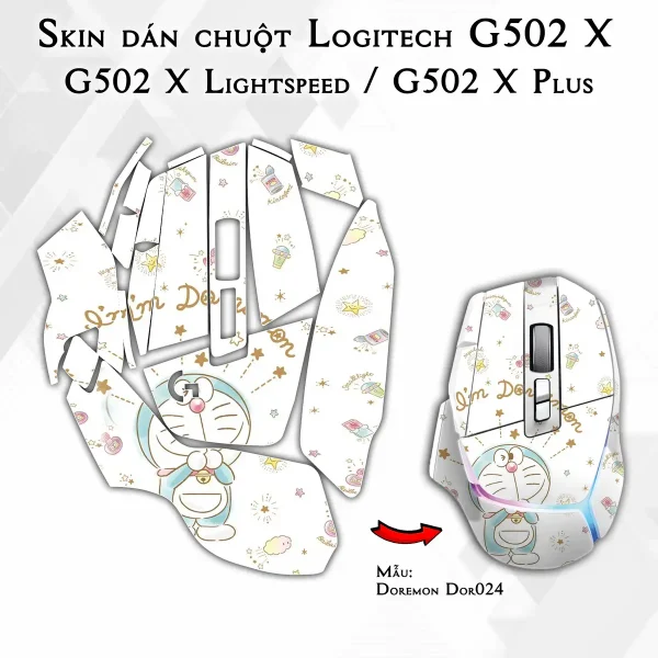 Skin dán chuột Logitech G502 X mẫu Doremon Dor024
