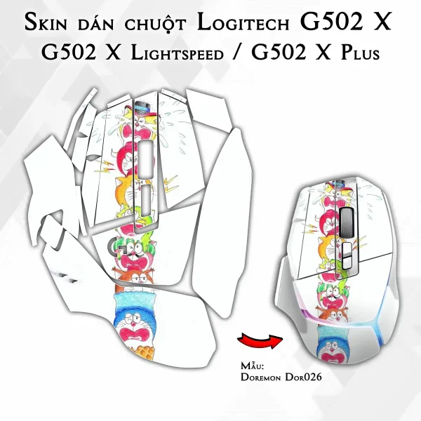 Skin dán chuột Logitech G502 X mẫu Doremon Dor026