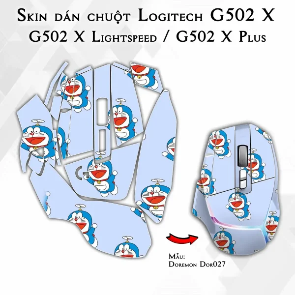Skin dán chuột Logitech G502 X mẫu Doremon Dor027