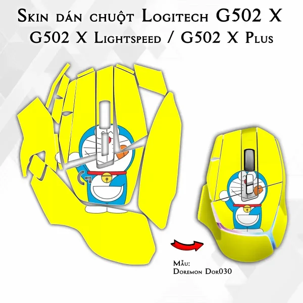 Skin dán chuột Logitech G502 X mẫu Doremon Dor030