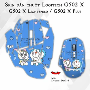 Skin dán chuột Logitech G502 X mẫu Doremon Dor034