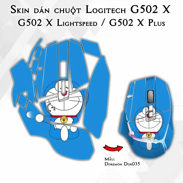 Skin dán chuột Logitech G502 X mẫu Doremon Dor035