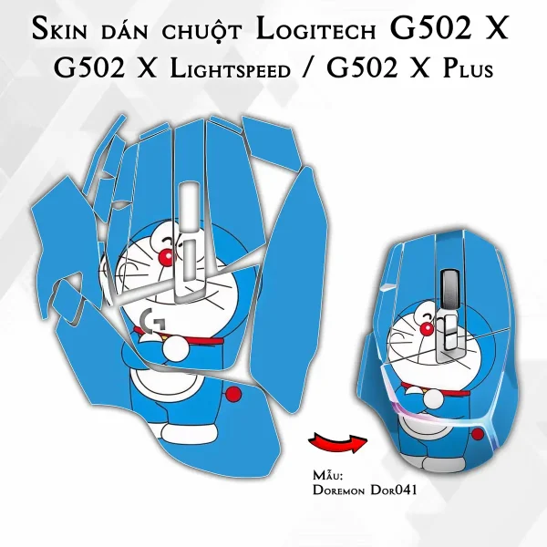 Skin dán chuột Logitech G502 X mẫu Doremon Dor041