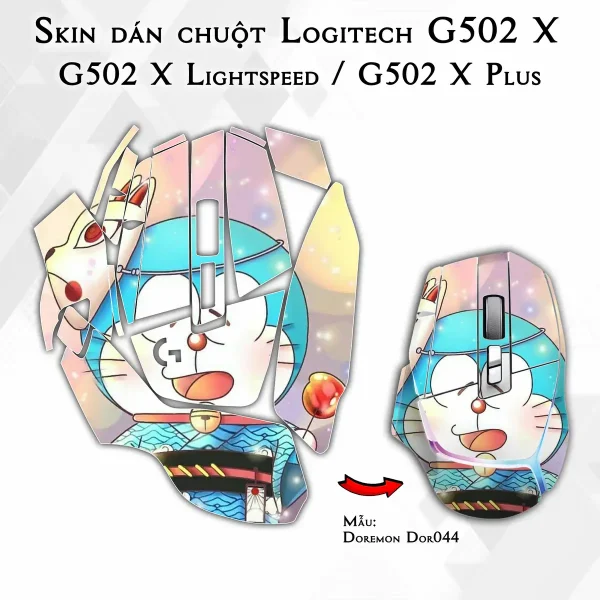 Skin dán chuột Logitech G502 X mẫu Doremon Dor044