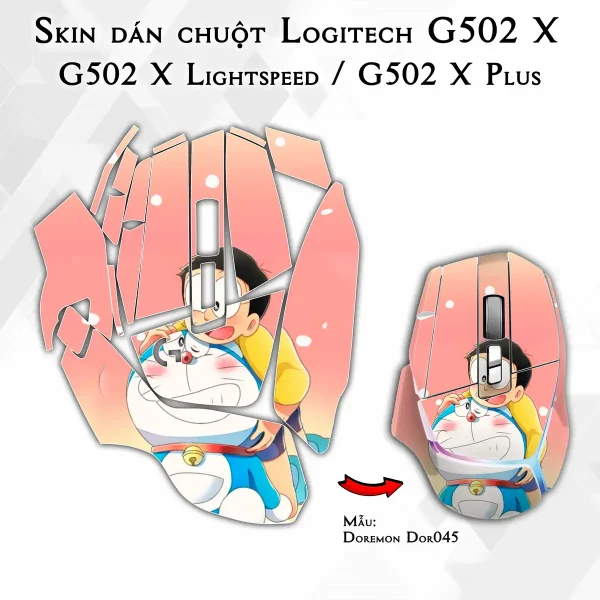Skin dán chuột Logitech G502 X mẫu Doremon Dor045