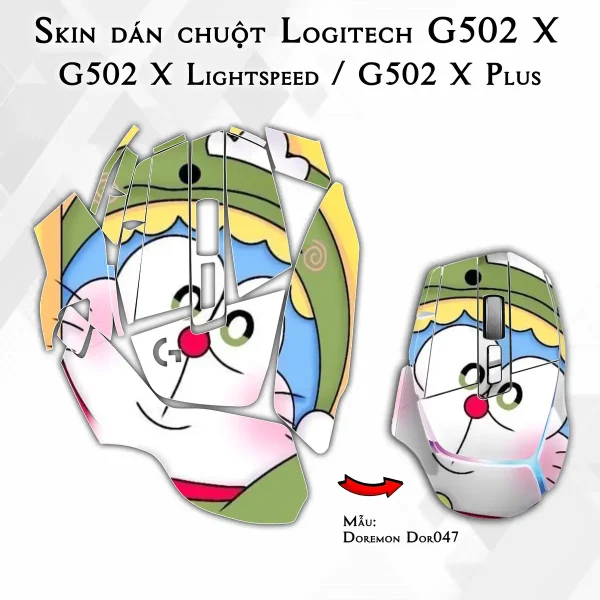 Skin dán chuột Logitech G502 X mẫu Doremon Dor047