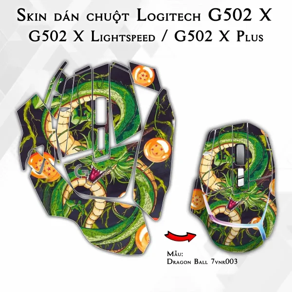 Skin dán chuột Logitech G502 X mẫu Dragon Ball 7vnr003