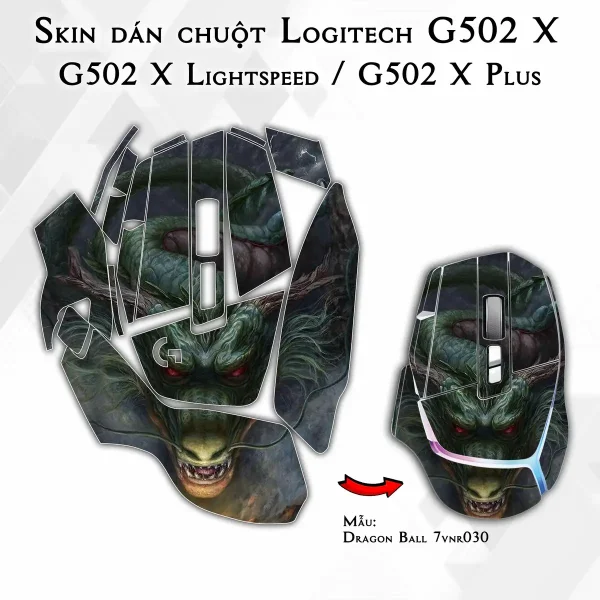 Skin dán chuột Logitech G502 X mẫu Dragon Ball 7vnr030