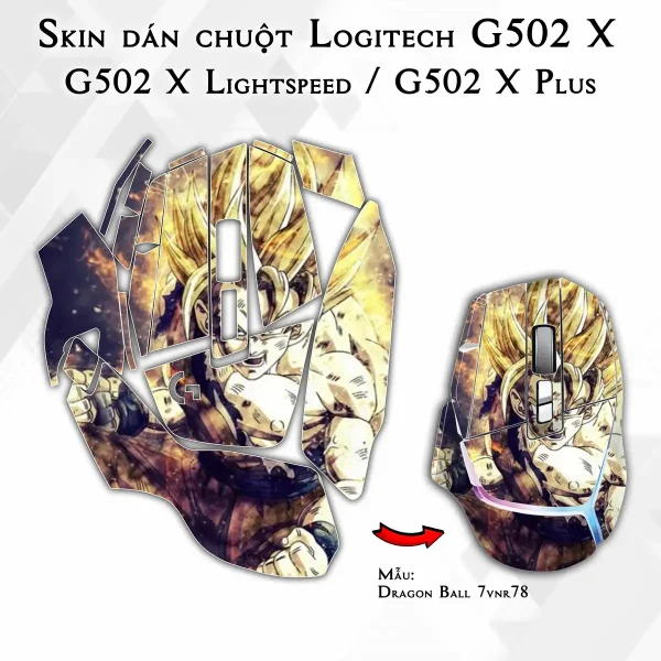 Skin dán chuột Logitech G502 X mẫu Dragon Ball 7vnr78