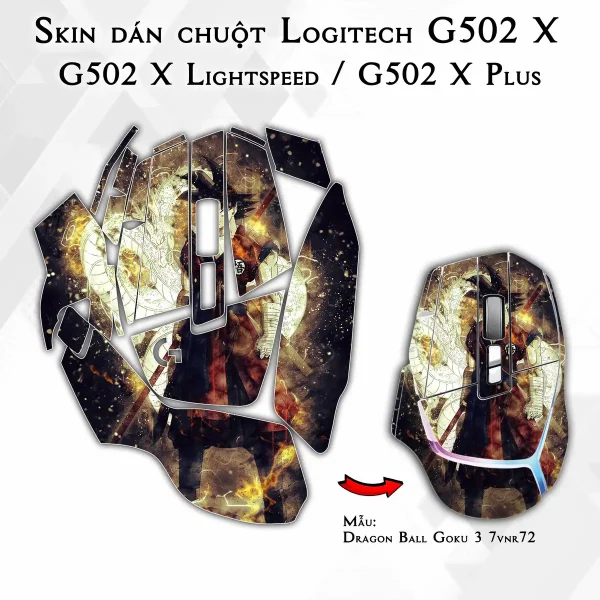 Skin dán chuột Logitech G502 X mẫu Dragon Ball Goku 3 7vnr72