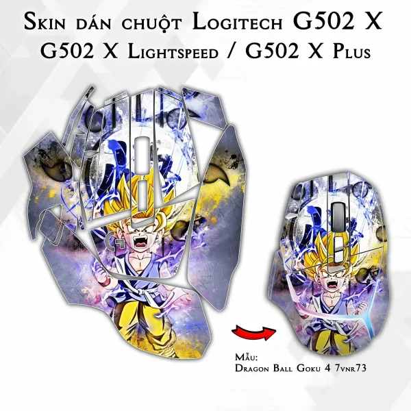Skin dán chuột Logitech G502 X mẫu Dragon Ball Goku 4 7vnr73