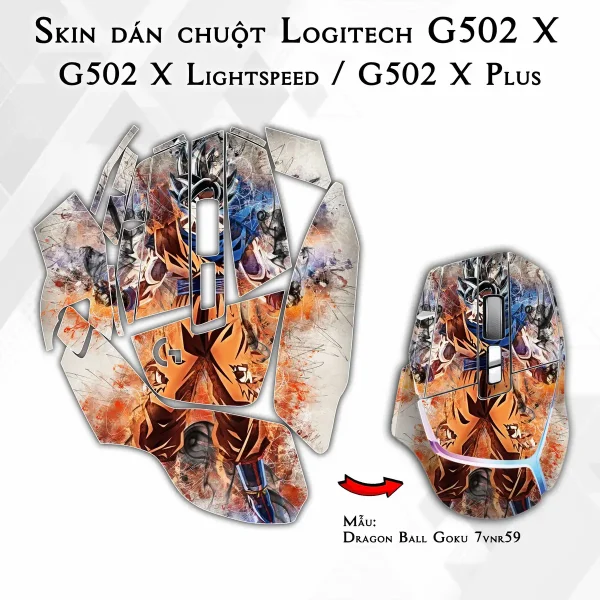 Skin dán chuột Logitech G502 X mẫu Dragon Ball Goku 7vnr59