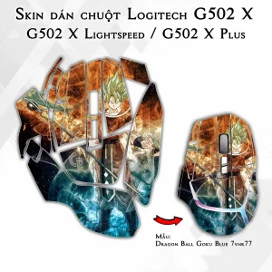Skin dán chuột Logitech G502 X mẫu Dragon Ball Goku Blue 7vnr77