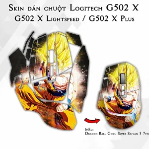 Skin dán chuột Logitech G502 X mẫu Dragon Ball Goku Super Saiyan 3 7vnr79