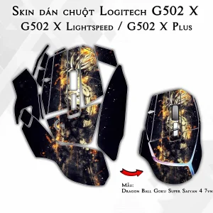 Skin dán chuột Logitech G502 X mẫu Dragon Ball Goku Super Saiyan 4 7vnr80