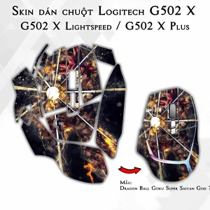 Skin dán chuột Logitech G502 X mẫu Dragon Ball Goku Super Saiyan God 7vnr83