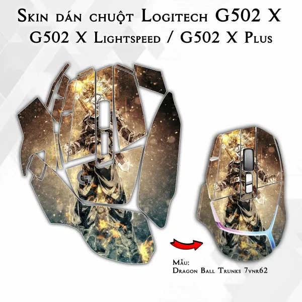 Skin dán chuột Logitech G502 X mẫu Dragon Ball Trunks 7vnr62