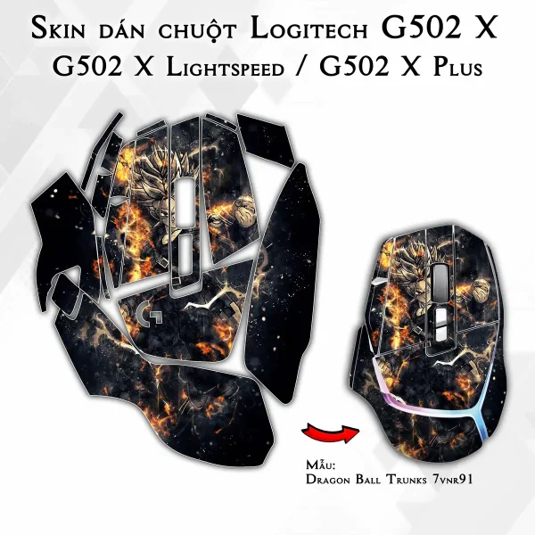 Skin dán chuột Logitech G502 X mẫu Dragon Ball Trunks 7vnr91