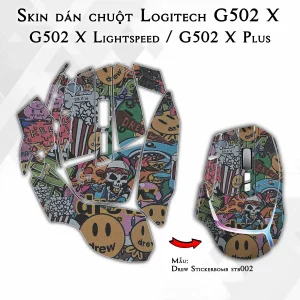 Skin dán chuột Logitech G502 X mẫu Drew Stickerbomb stb002