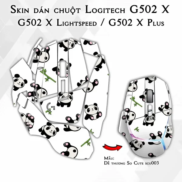 Skin dán chuột Logitech G502 X mẫu Dễ thương So Cute scu003