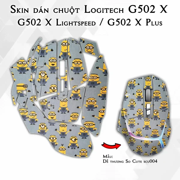 Skin dán chuột Logitech G502 X mẫu Dễ thương So Cute scu004