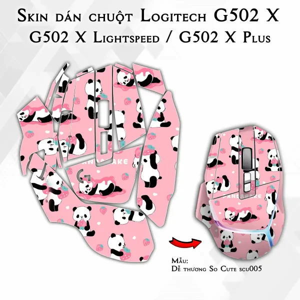 Skin dán chuột Logitech G502 X mẫu Dễ thương So Cute scu005