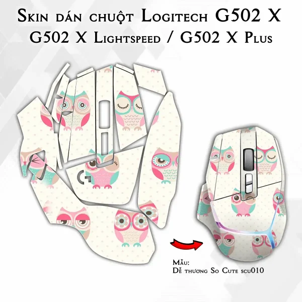 Skin dán chuột Logitech G502 X mẫu Dễ thương So Cute scu010