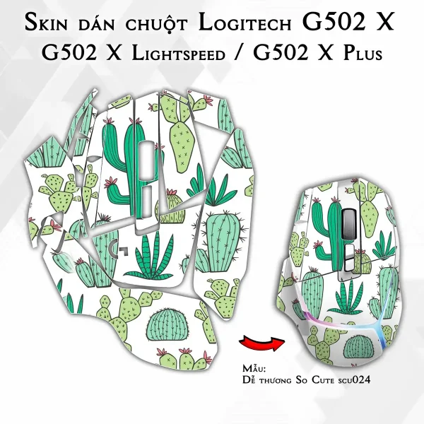 Skin dán chuột Logitech G502 X mẫu Dễ thương So Cute scu024