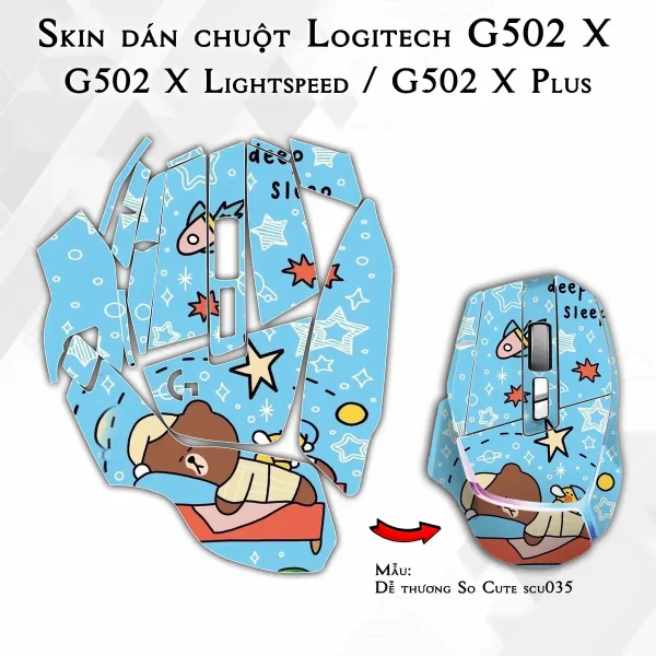 Skin dán chuột Logitech G502 X mẫu Dễ thương So Cute scu035