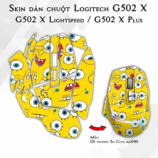 Skin dán chuột Logitech G502 X mẫu Dễ thương So Cute scu040