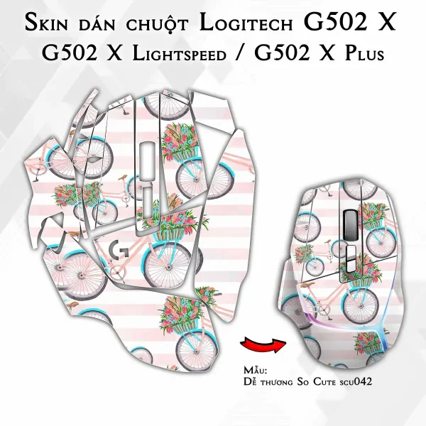 Skin dán chuột Logitech G502 X mẫu Dễ thương So Cute scu042