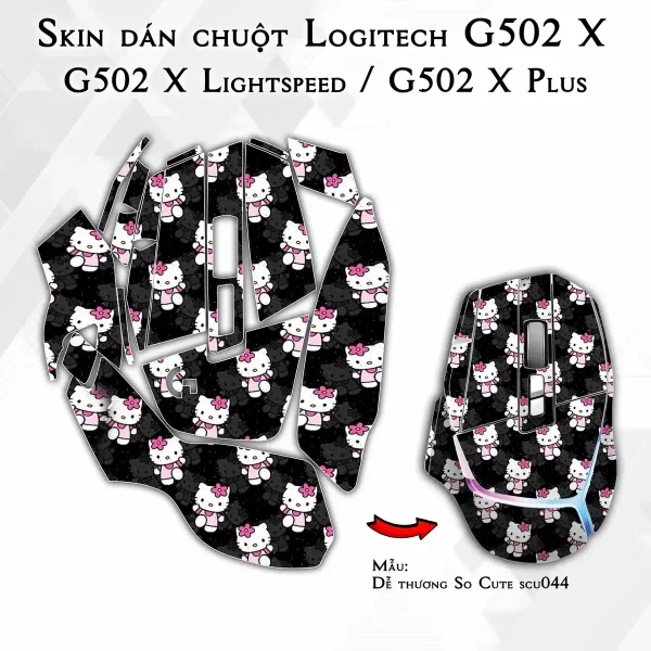 Skin dán chuột Logitech G502 X mẫu Dễ thương So Cute scu044