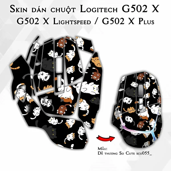 Skin dán chuột Logitech G502 X mẫu Dễ thương So Cute scu055_