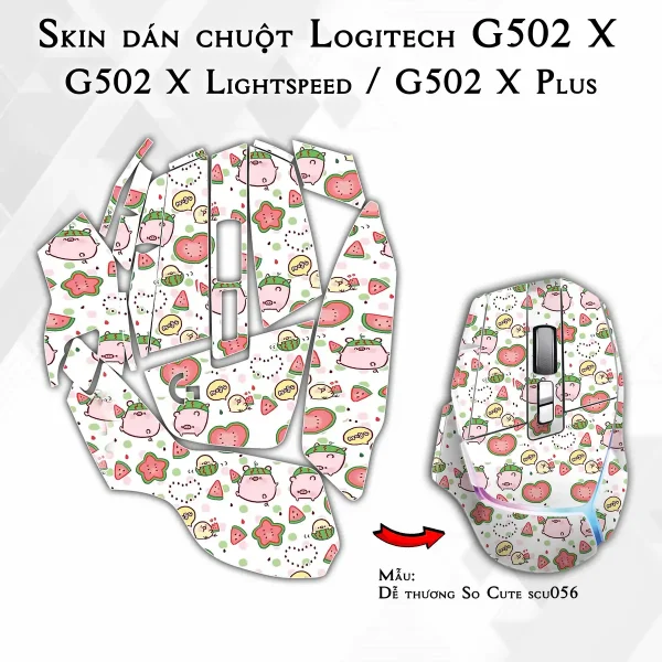 Skin dán chuột Logitech G502 X mẫu Dễ thương So Cute scu056