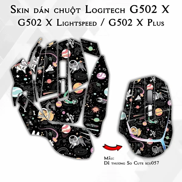Skin dán chuột Logitech G502 X mẫu Dễ thương So Cute scu057