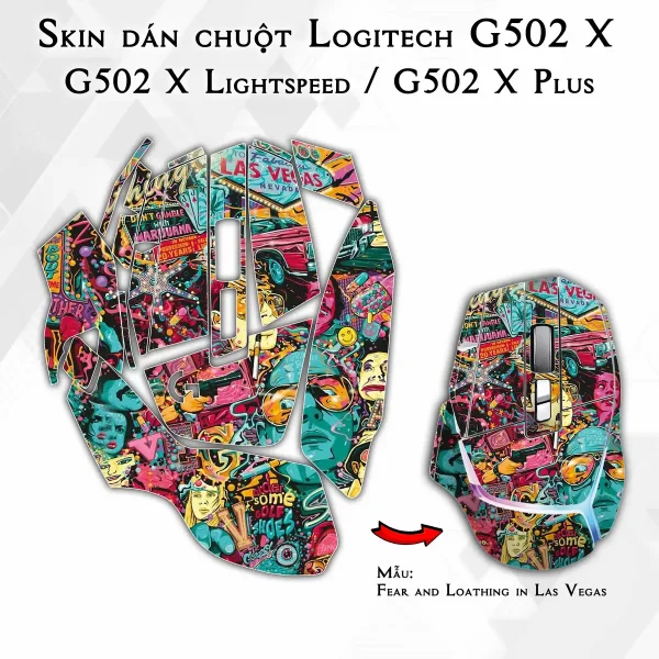 Skin dán chuột Logitech G502 X mẫu Fear and Loathing in Las Vegas