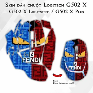 Skin dán chuột Logitech G502 X mẫu Fendi Monster fen02