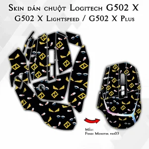 Skin dán chuột Logitech G502 X mẫu Fendi Monster fen03