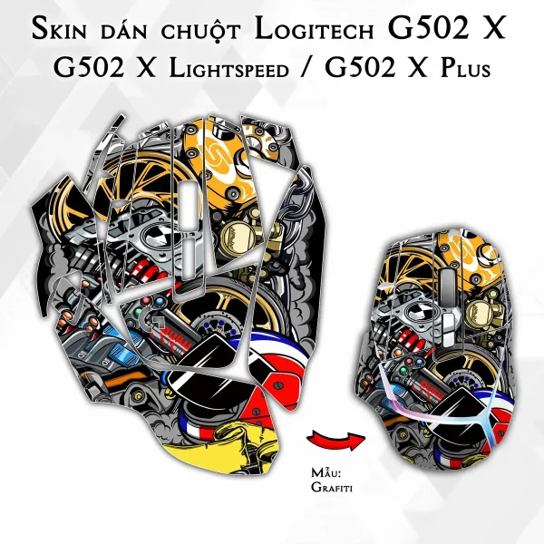 Skin dán chuột Logitech G502 X mẫu Grafiti