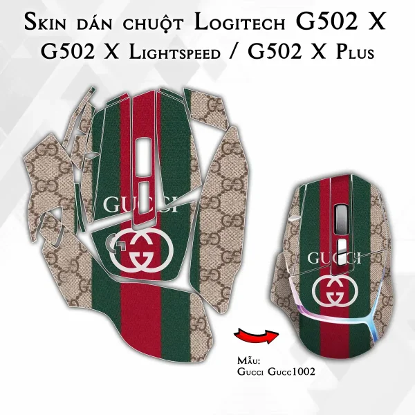 Skin dán chuột Logitech G502 X mẫu Gucci Gucc1002