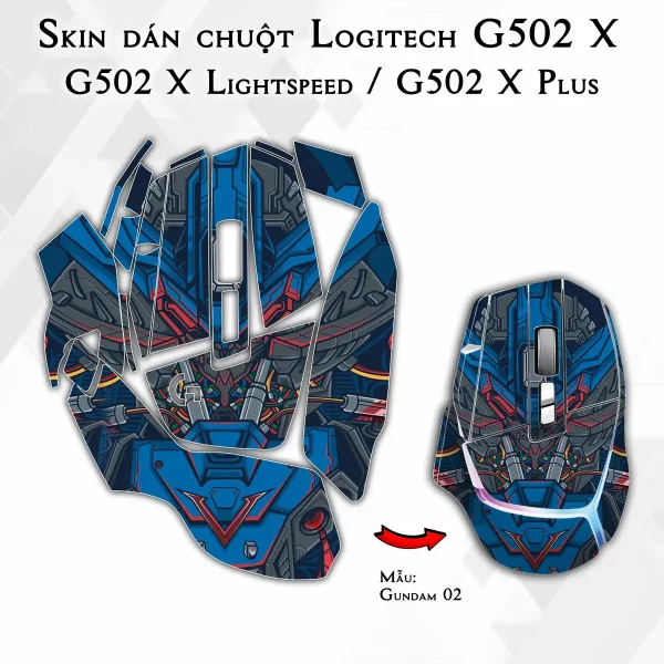 Skin dán chuột Logitech G502 X mẫu Gundam 02