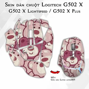 Skin dán chuột Logitech G502 X mẫu Gấu dâu Lotso lotso005