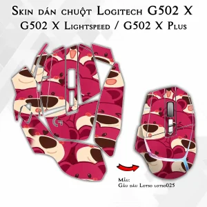 Skin dán chuột Logitech G502 X mẫu Gấu dâu Lotso lotso025